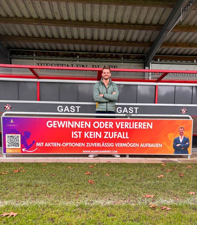 Gewinnen oder Verlieren ist kein Zufall - Werbebande Markus Herfert - Optionen lernen Video-Kurs Optionscoaching Markus Herfert
