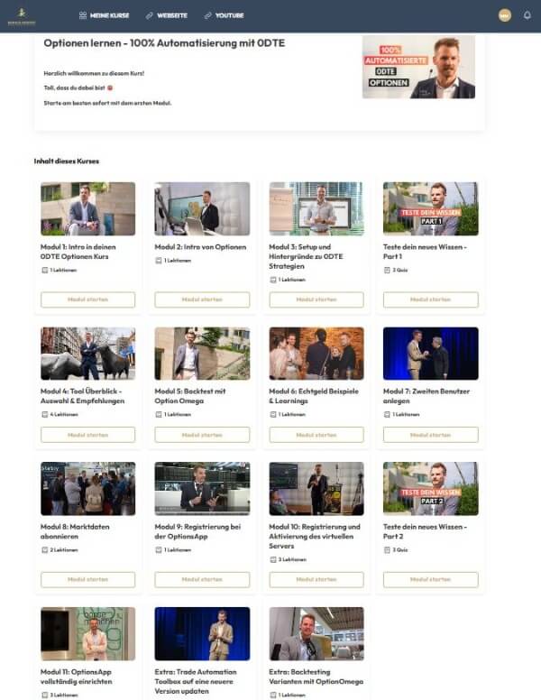 0dte videokurs Module - Markus Herfert - Optionen lernen Das sagt unsere Markus Herfert Community