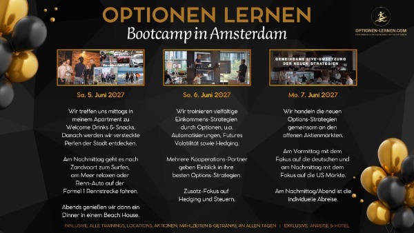 Optionen lernen Bootcamp 2027 Agenda Optionen lernen Bootcamp Amsterdam - Programm